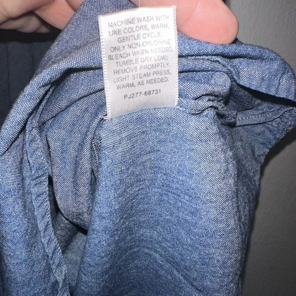 Pendleton Blue Chambray Floral Embroidered Dress Petite Womens Size 4P - Picture 5 of 6